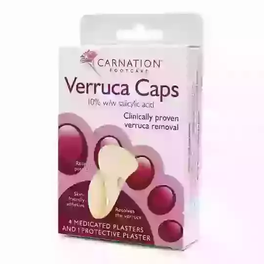Carnation Verruca Caps 10% W/w Salicylic Acid, 4 Plasters & 1 Protective Plaster